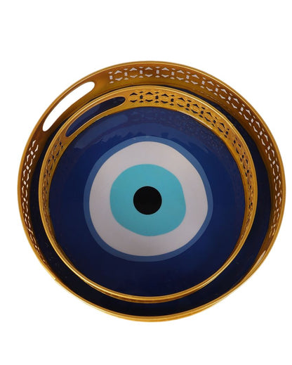 Elegant Design Evil Eye Meena Trays | Set of 2