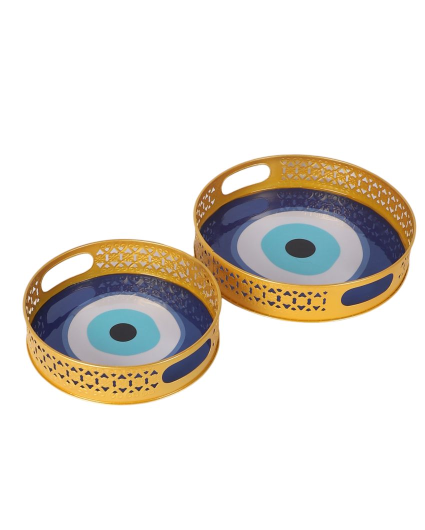 Elegant Design Evil Eye Meena Trays | Set of 2