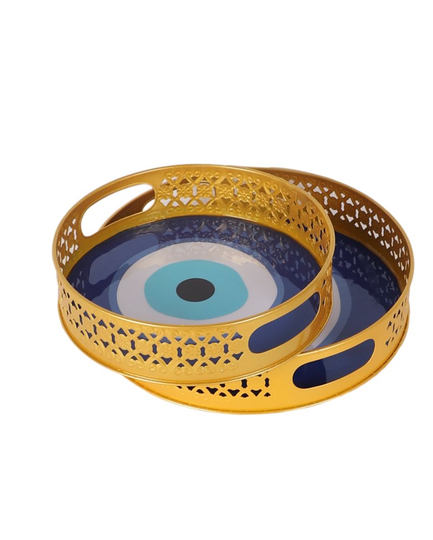 Elegant Design Evil Eye Meena Trays | Set of 2