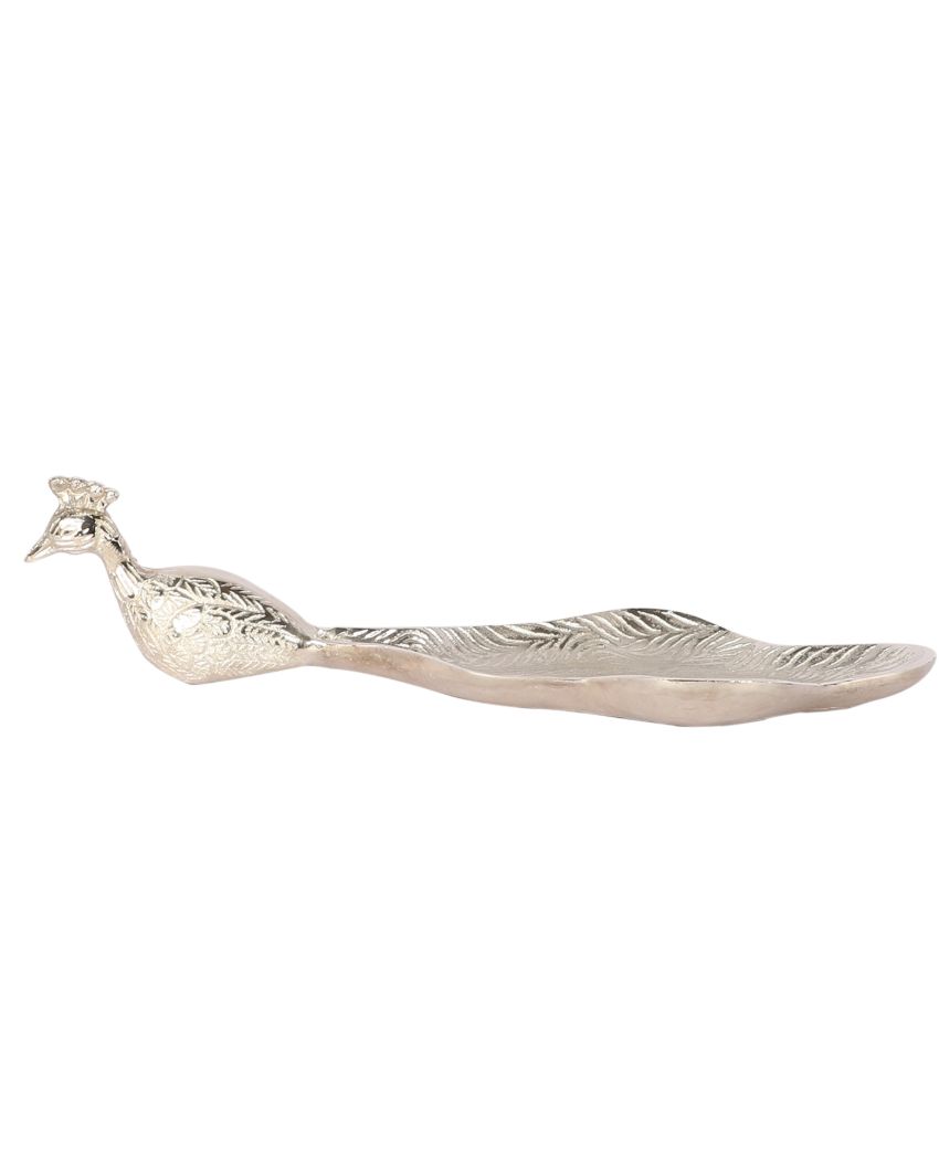 Luxury Peacock Silver Shade Serving Platter | 12 x 3 x 6 inches