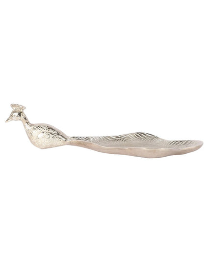 Luxury Peacock Silver Shade Serving Platter | 12 x 3 x 6 inches