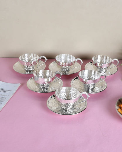 Elegant Design Silver Shade Cup with Saucer | Pack of 12 | 100ml