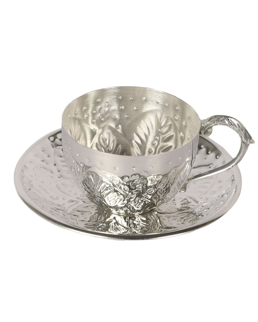 Elegant Design Silver Shade Cup with Saucer | Pack of 12 | 100ml