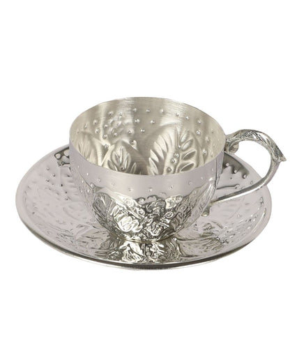 Elegant Design Silver Shade Cup with Saucer | Pack of 12 | 100ml