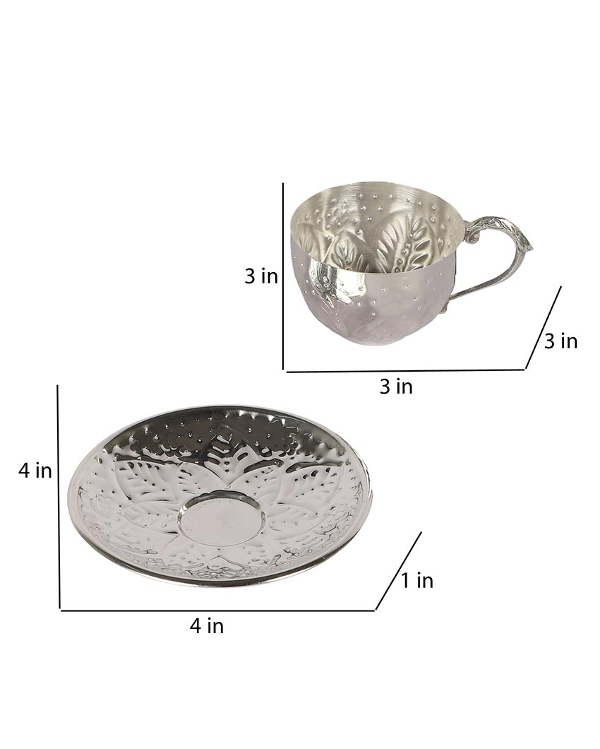 Elegant Design Silver Shade Cup with Saucer | Pack of 12 | 100ml