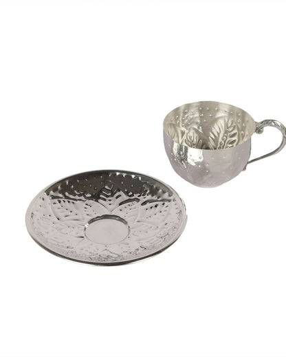 Elegant Design Silver Shade Cup with Saucer | Pack of 12 | 100ml