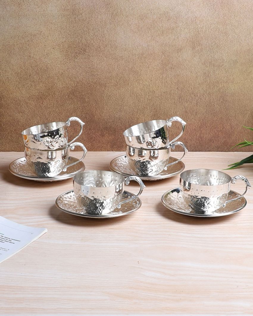 Elegant Design Silver Shade Cup with Saucer | Pack of 12 | 100ml