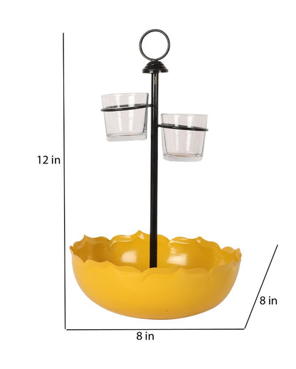 Beautiful Umbrella Design Yellow Shade Serving Platter | Pack of 3 | 8 x 12 inches | 50ml