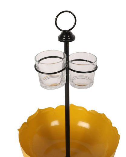 Beautiful Umbrella Design Yellow Shade Serving Platter | Pack of 3 | 8 x 12 inches | 50ml