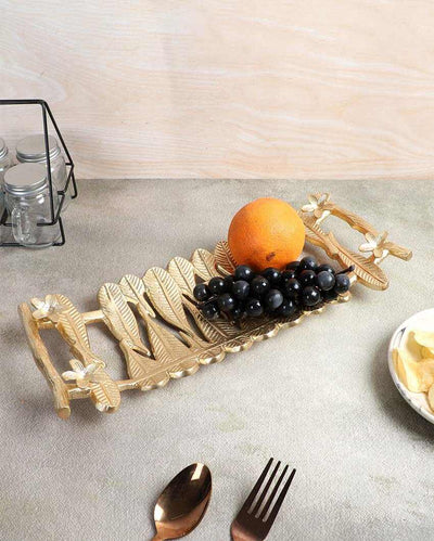 Aluminium Gold Leaf Fruit Platter | 12 x 6 inches