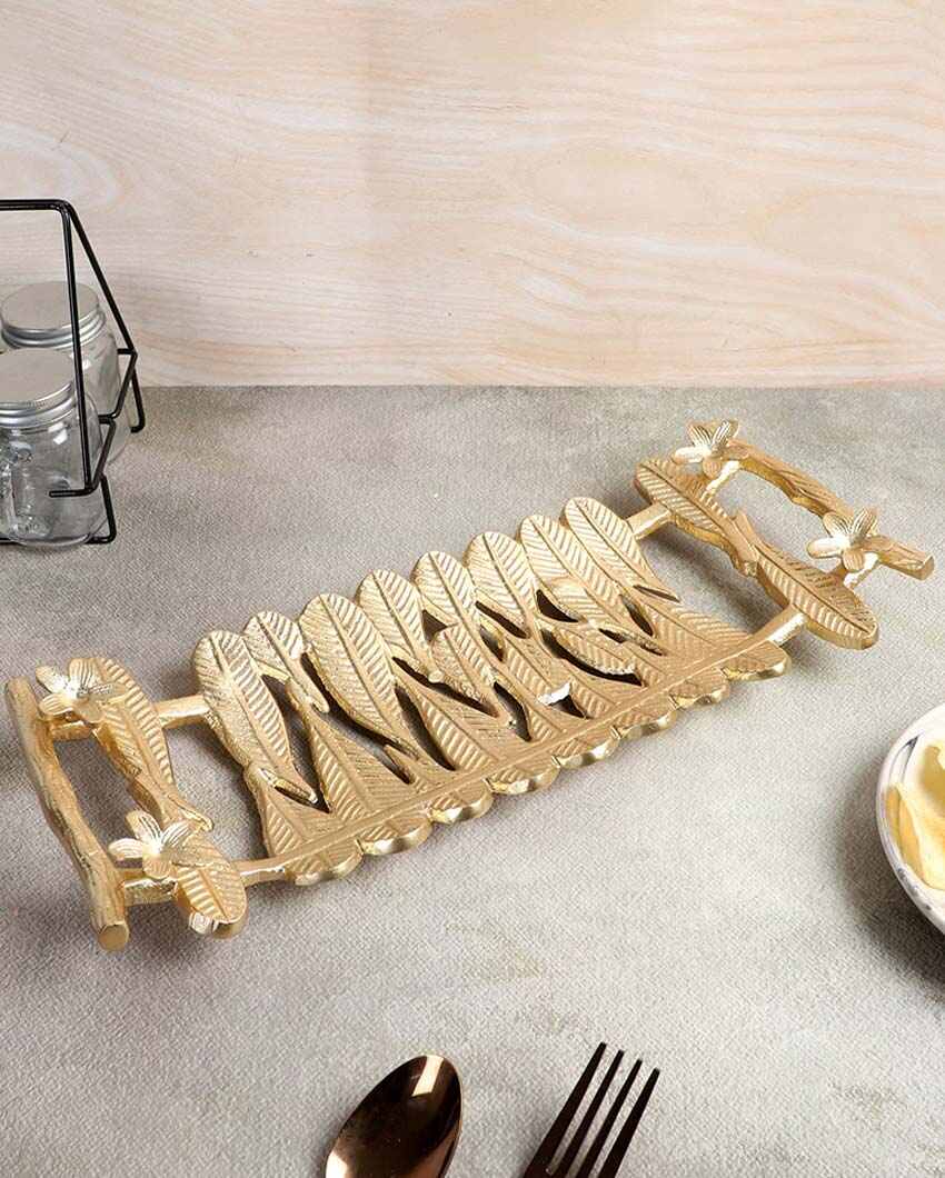 Aluminium Gold Leaf Fruit Platter | 12 x 6 inches