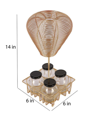 Golden Hot Air Balloon Platter with Jars | 5 Pieces