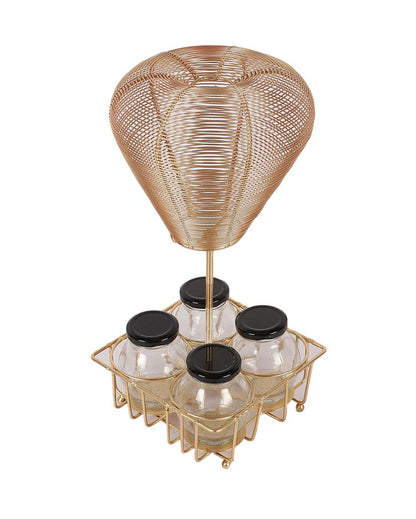 Golden Hot Air Balloon Platter with Jars | 5 Pieces