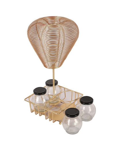 Golden Hot Air Balloon Platter with Jars | 5 Pieces