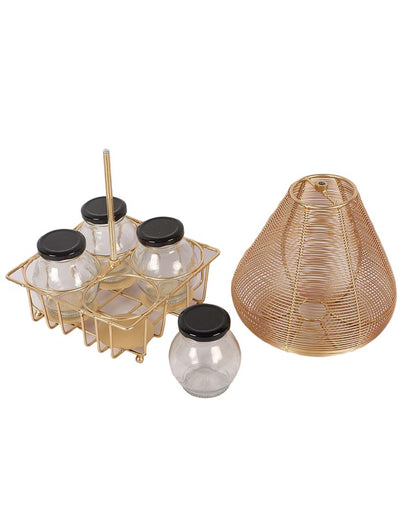 Golden Hot Air Balloon Platter with Jars | 5 Pieces