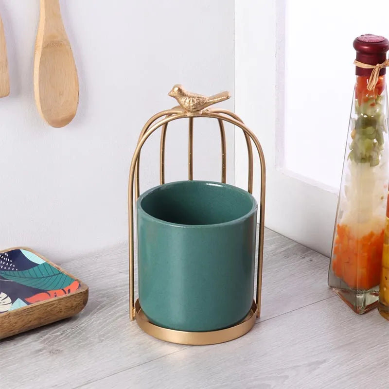 Bird Cage Ceramic Server | Multiple Colors Green