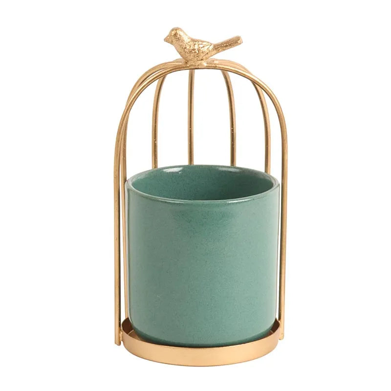 Bird Cage Ceramic Server | Multiple Colors Green