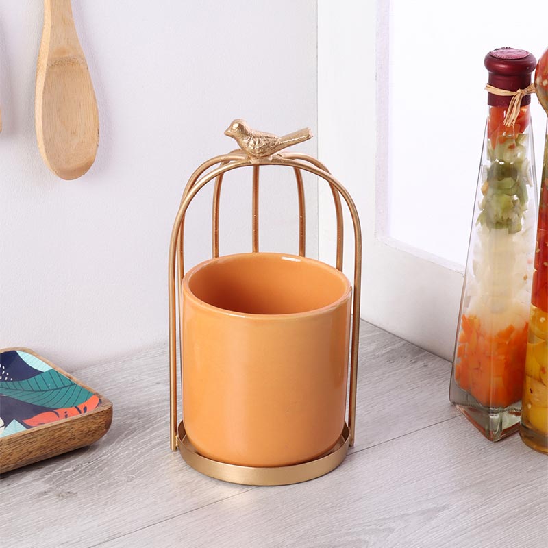 Bird Cage Ceramic Server | Multiple Colors Mustard