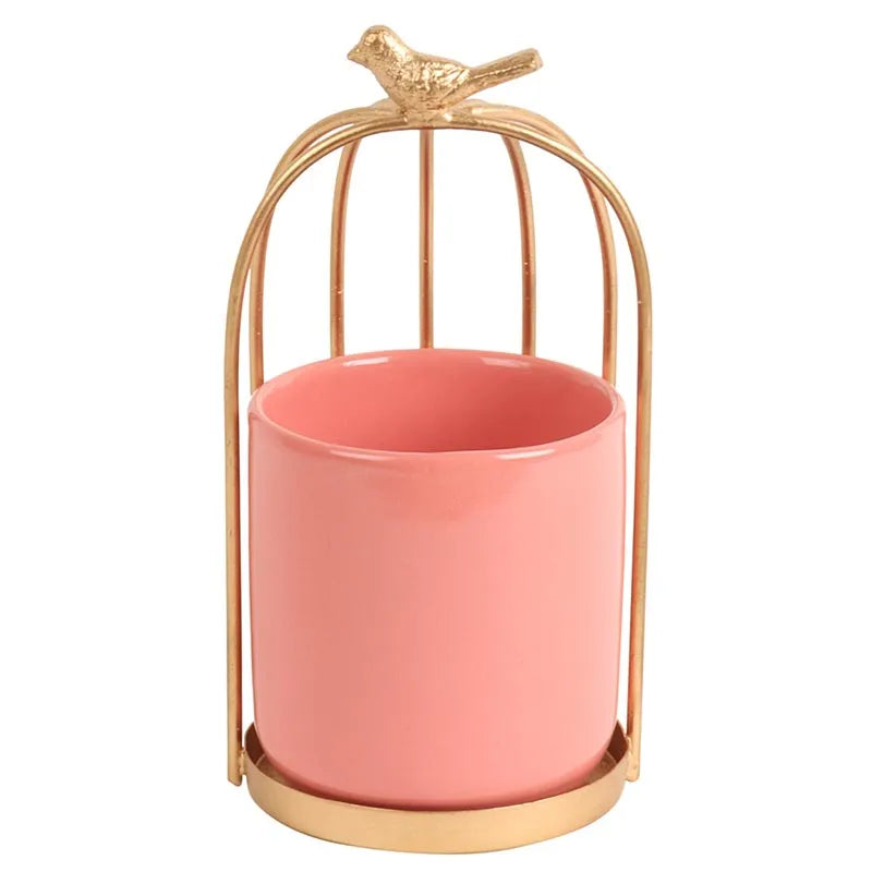 Bird Cage Ceramic Server | Multiple Colors Pink