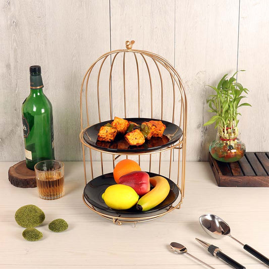 Two Layer Cage Ceramic Platter with Black Plates Default Title