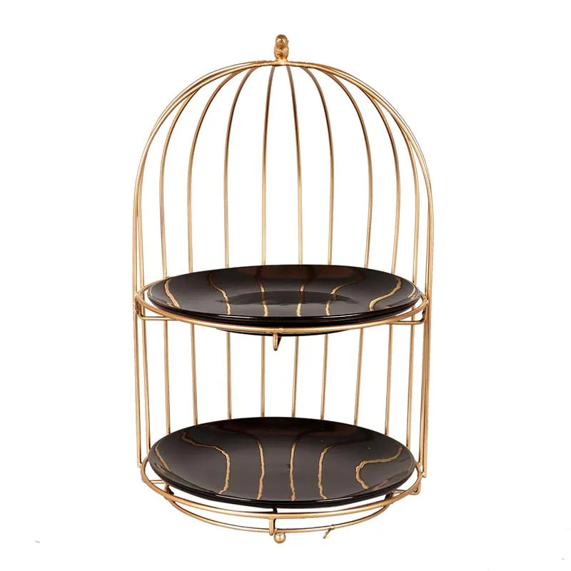 Two Layer Cage Ceramic Platter with Black Plates Default Title