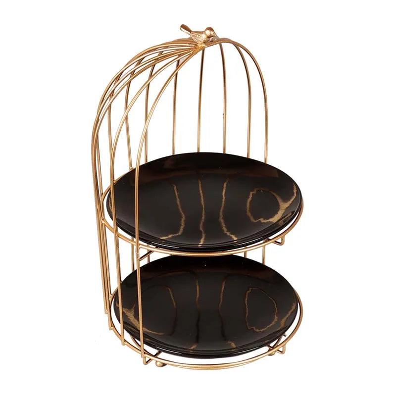 Two Layer Cage Ceramic Platter with Black Plates Default Title