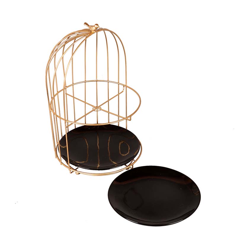 Two Layer Cage Ceramic Platter with Black Plates Default Title