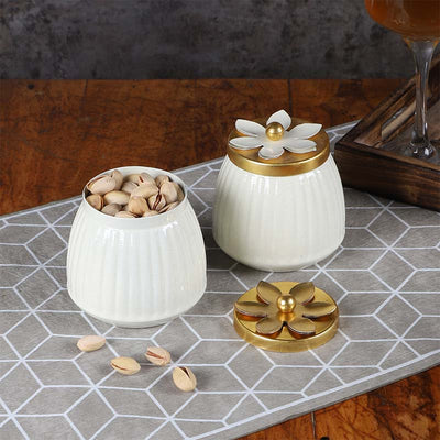 WHite & Gold Dry Fruits Bowl  | Set of 2 Default Title