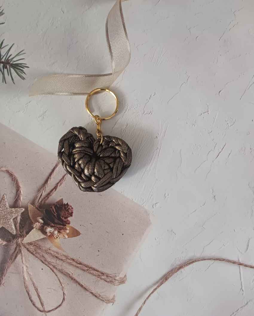 Charming & Thoughtful Gift Handmade Brown Heart Keychain | 2 inches