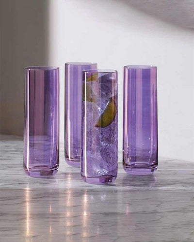 Polar Violet Aurora Highball Water & Juice Glass | Set of 4 | 420 ML | 2 x 7 inches