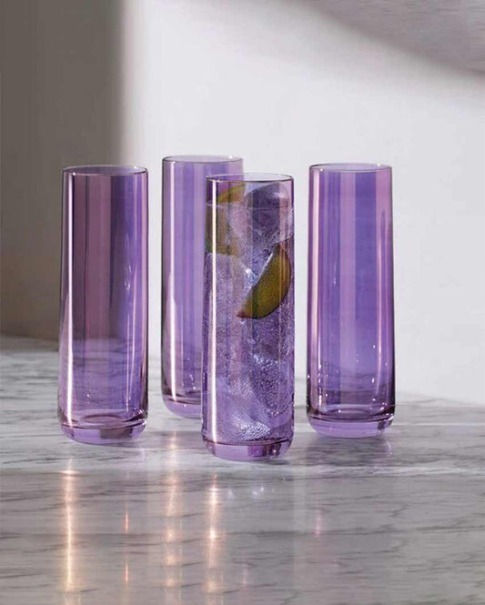 Polar Violet Aurora Highball Water & Juice Glass | 420 ml | Set Of 4