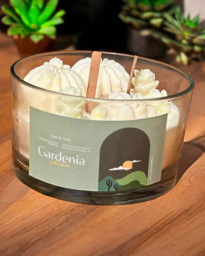 Floral Elegance Gardenia Collection Soy Wax Candle | 12.7 x 7.62 cm / 5 x 3 inches