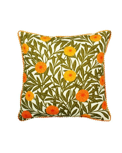 Genda Flowers Cotton Cushion Covers | 16 x 16 inches