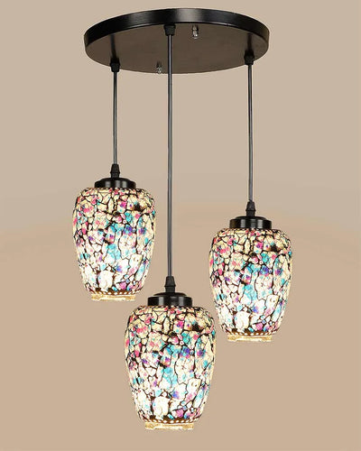 Colorful Marble Design Mosaic Glass Three Hanging Lamps | 10 x 20 inches