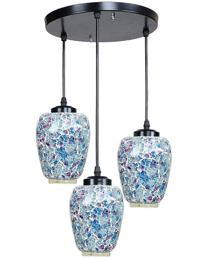 Colorful Marble Design Mosaic Glass Three Hanging Lamps | 10 x 20 inches