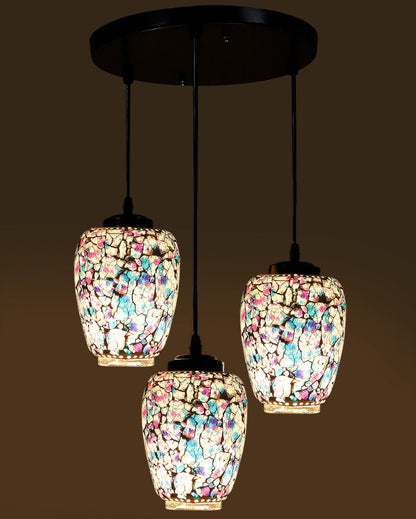 Colorful Marble Design Mosaic Glass Three Hanging Lamps | 10 x 20 inches