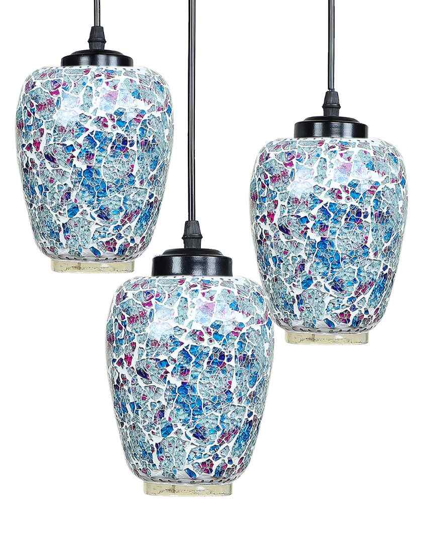 Colorful Marble Design Mosaic Glass Three Hanging Lamps | 10 x 20 inches