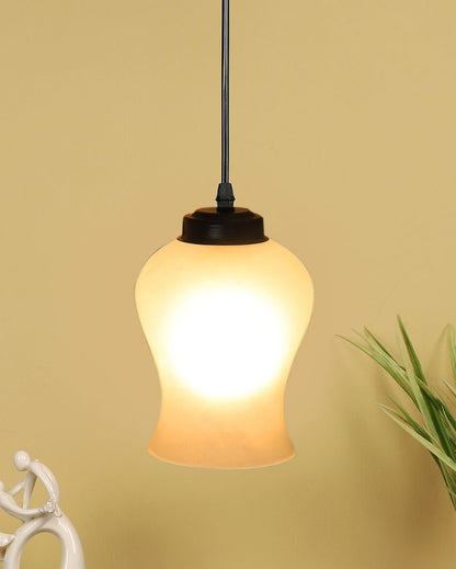 Simple Classic Milky Frosted Glass Hanging Lamp | 4 x 20 inches