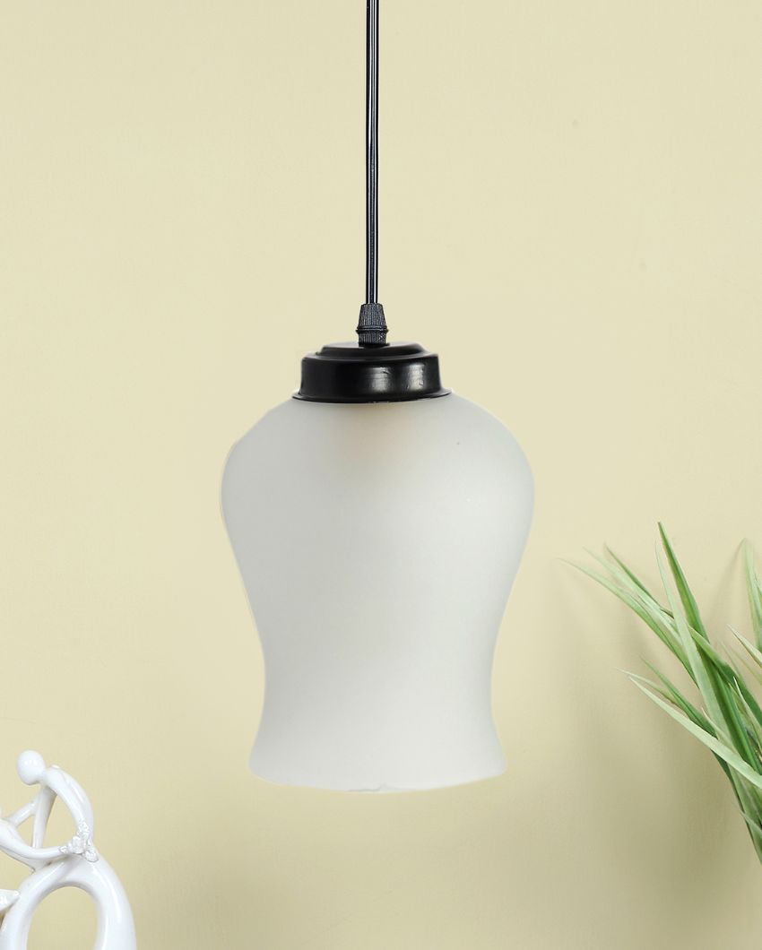 Simple Classic Milky Frosted Glass Hanging Lamp | 4 x 20 inches