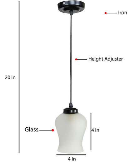 Simple Classic Milky Frosted Glass Hanging Lamp | 4 x 20 inches