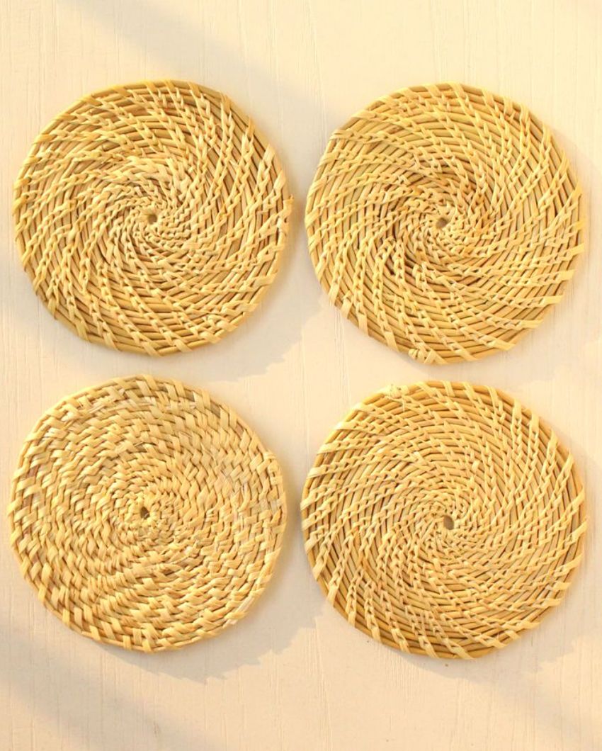 Spiral Sabai Grass Coaster | Set of 4 | 4 inches