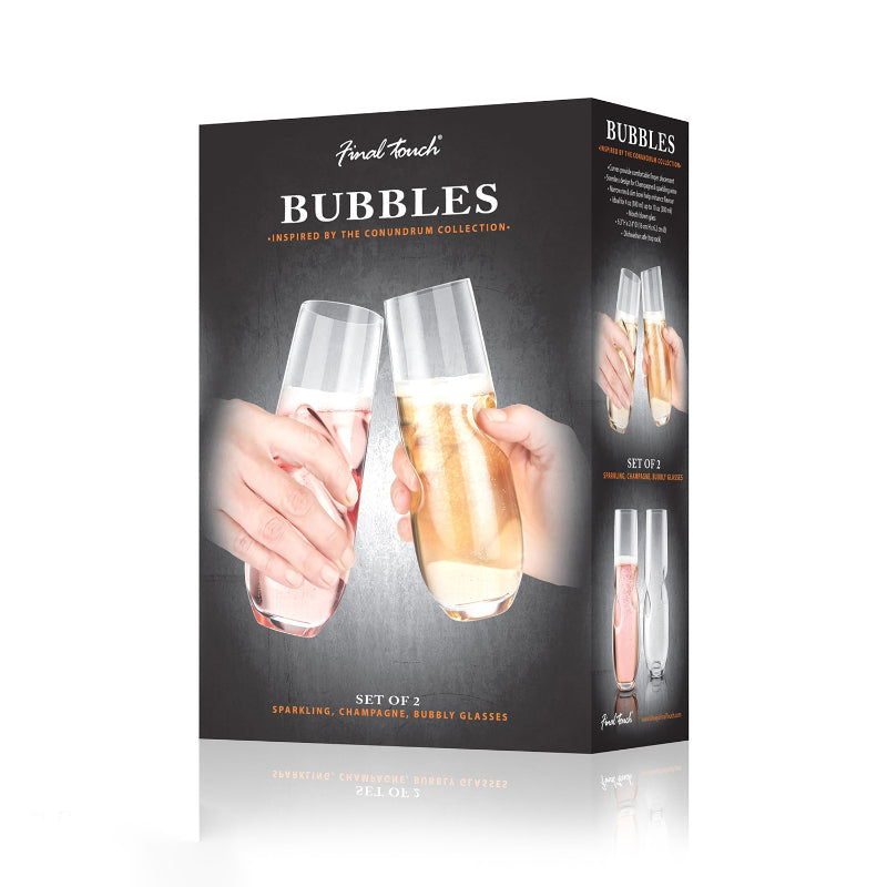 Bubbles Sparkling Wine Champagne Glasses | Set of 2 Set of 2