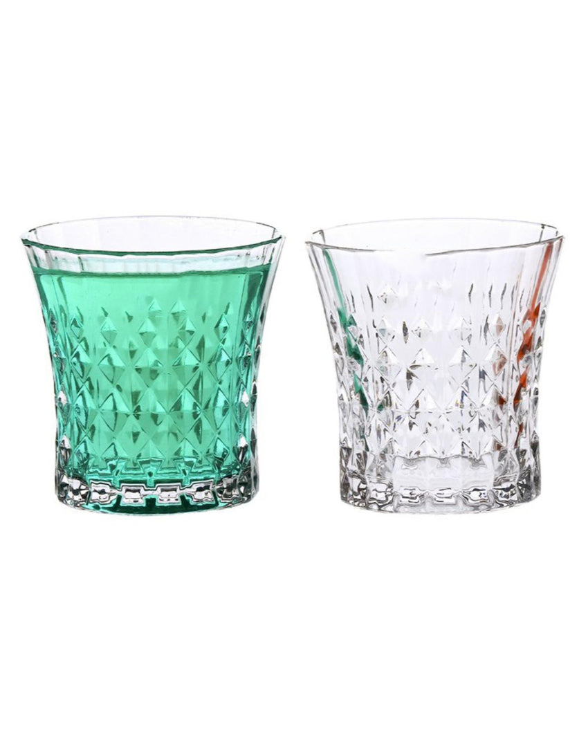 Stylish Textured Grip Clear Glass Whiskey Set | 200ml | 4 x 4 inches