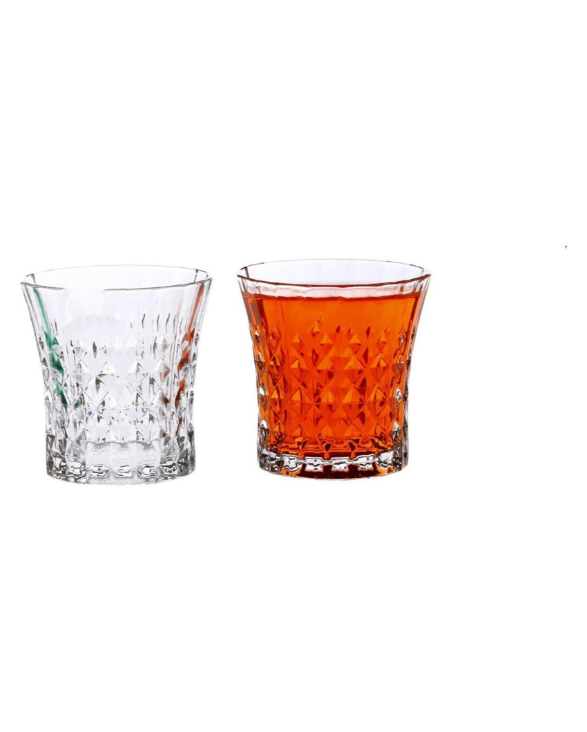 Stylish Textured Grip Clear Glass Whiskey Set | 200ml | 4 x 4 inches