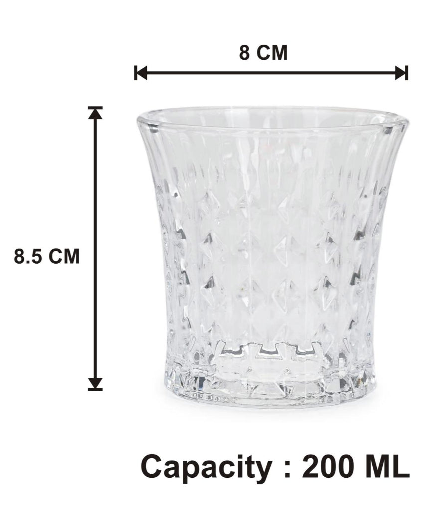 Stylish Textured Grip Clear Glass Whiskey Set | 200ml | 4 x 4 inches