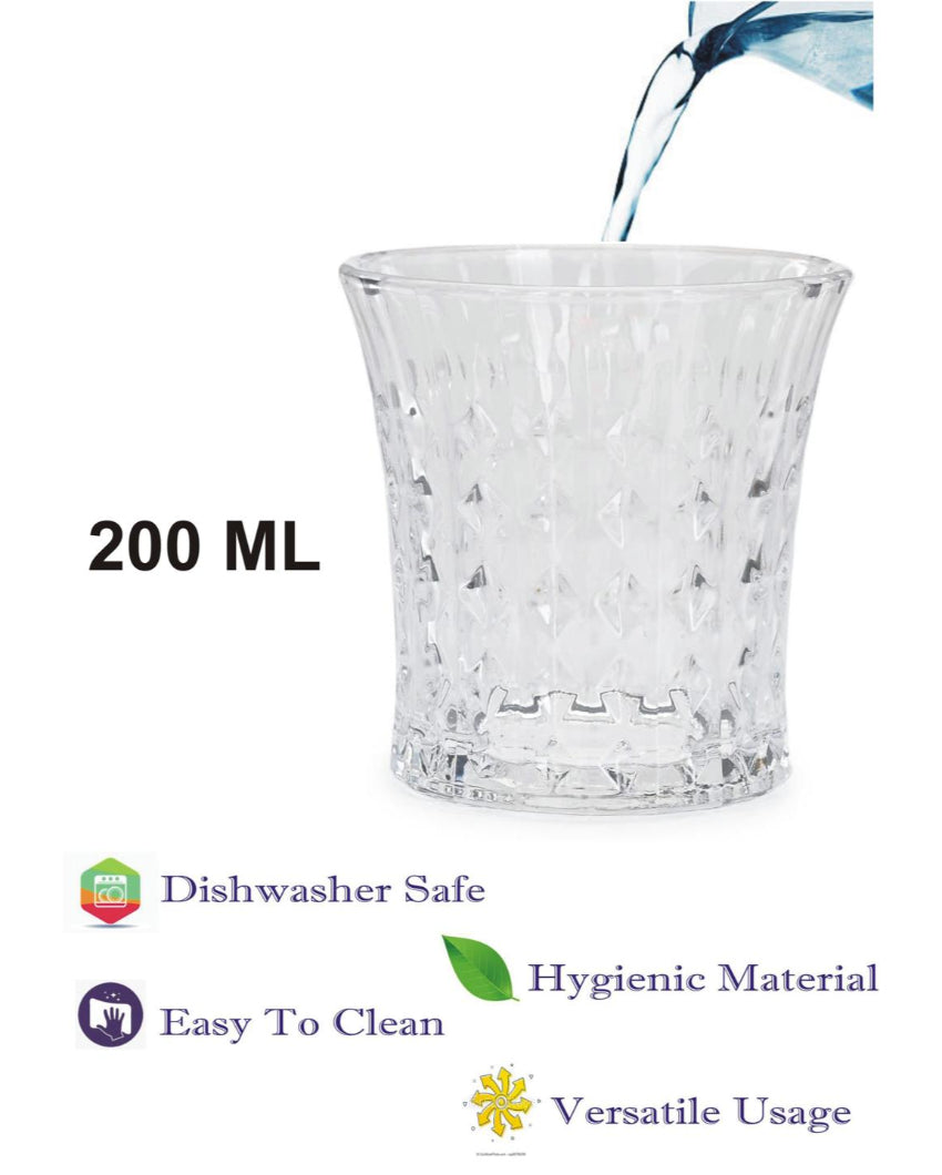 Stylish Textured Grip Clear Glass Whiskey Set | 200ml | 4 x 4 inches