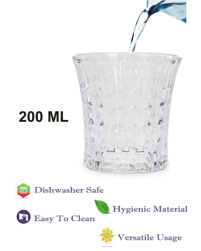 Stylish Textured Grip Clear Glass Whiskey Set | 200ml | 4 x 4 inches