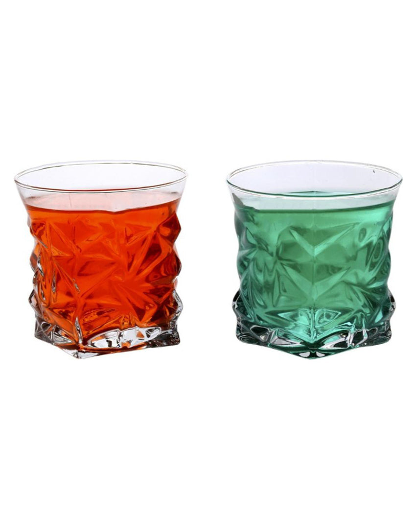 Stylish Textured Grip Clear Glass Whiskey Set | 200ml | 4 x 4 inches