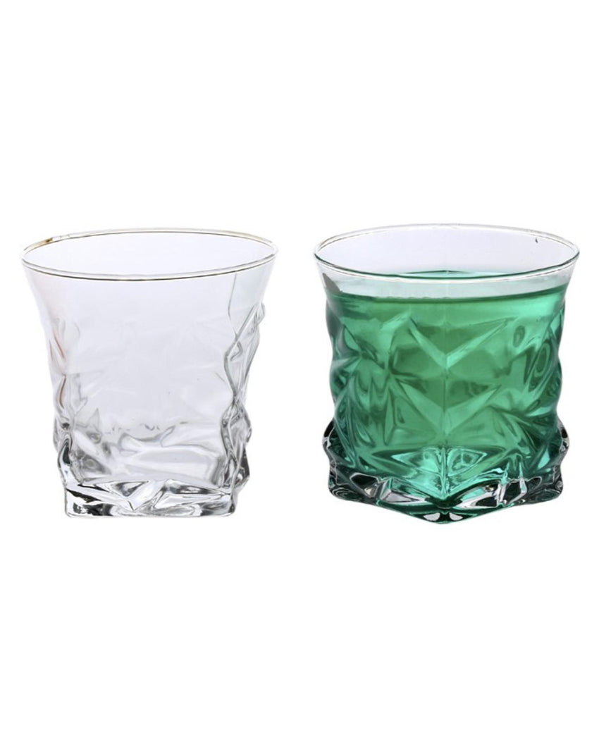 Stylish Textured Grip Clear Glass Whiskey Set | 200ml | 4 x 4 inches