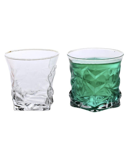 Stylish Textured Grip Clear Glass Whiskey Set | 200ml | 4 x 4 inches